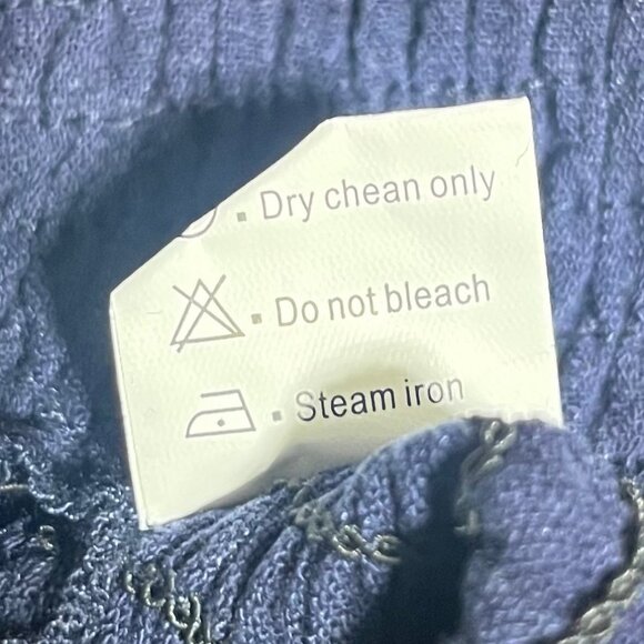 Anrabess Womens Smocked Crop Top Linen Blend Ruffled Straps Blue Size XL - Picture 7 of 9